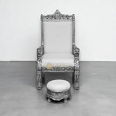 Handcrafted Kuyo Silver Chair with Ottoman